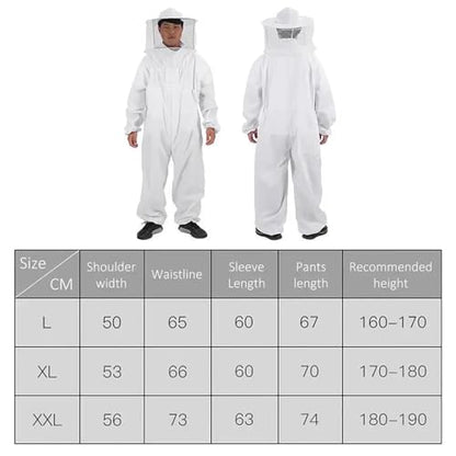 Beekeeping Suit Full Body Beekeeping Clothes Professional Protective Beekeepers Suits with Anti-Bee Round Veil Hood Hat Safty (Medium)