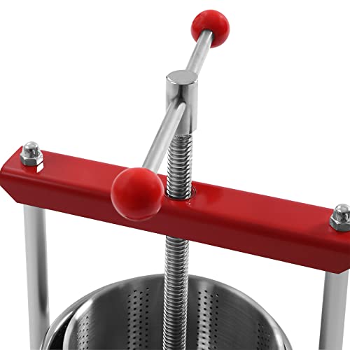 6L/1.6 Gal Stainless Steel Manual Fruit Press Juicer with Filter Bag, Cider Grape Crusher Wine Apple Carrot Orange Berry Vegetables Cheese Tincture Herbal Juice Making
