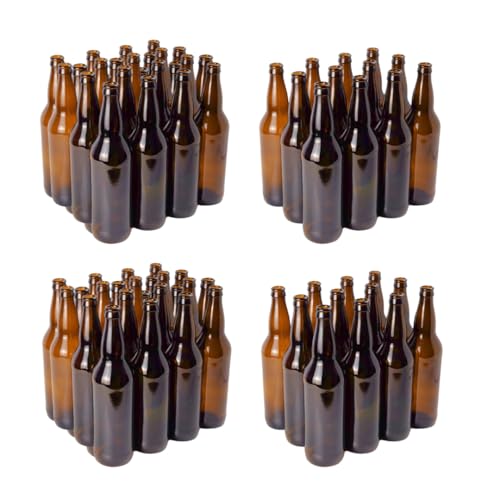 FastRack Amber Beer Bottles 22oz (Pack of 48) | Longneck Glass Beer Bottles with Pry-off Crown Finish for Home Brewing Mead, Cider & Kombucha | Durable Brewing Bottle & Bottling Kit - size: 22oz - 48 Pack