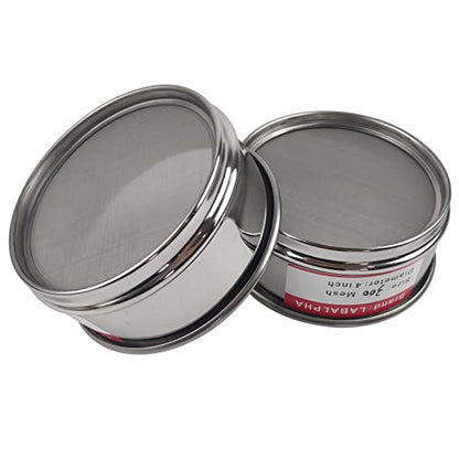 LABALPHA 300 Mesh Lab Sieves, Test Sieve #300 Mesh, 4'' Diameter, 304 Stainless Steel Wire Cloth (0.054mm) - size: 300 mesh (0.054mm)