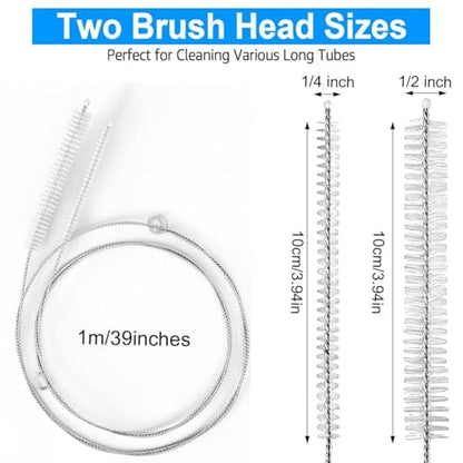 40 Inches Extra Long Straw Cleaner Brush - Long Pipe Cleaners, Long Tube Cleaning Brush for Cleaning Straw, PVC Keg Lines, Kegerator, Feeding Tube, Sunroof Drain (4PCS, White)