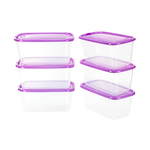 KIGI Food Containers, Snap-on Lids, BPA-Free Plastic, Lightweight & Portable for on-the-go, Vented & Microwave Safe for Leftovers, Stackable (4.4 Cup 6 PACK) - size: 4.35 Cup | 35 OZ