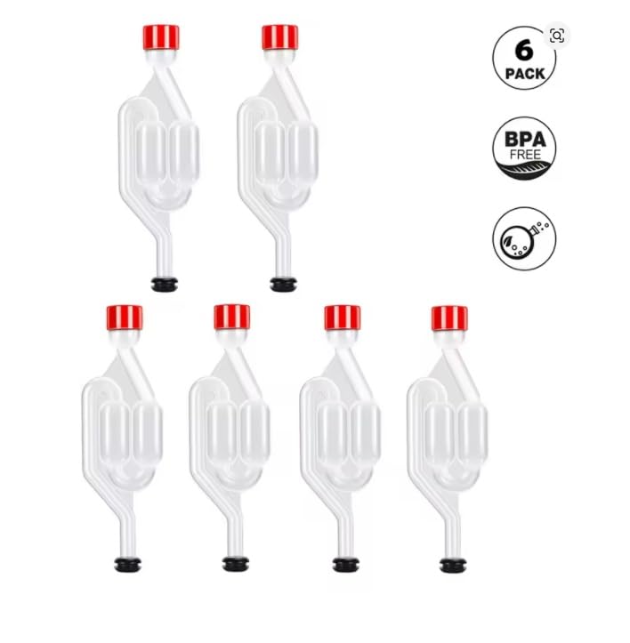 3 Pieces S-Shape Airlocks,Homebrew Bubble Airlock Carboys Stopper & Fermenter Seal Valve with Food Grade Grommets Wine Making(6 pack) - color: 6 pack