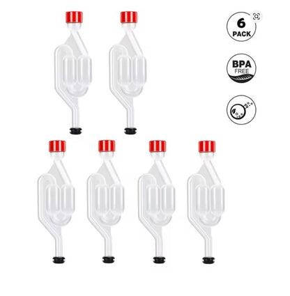 3 Pieces S-Shape Airlocks,Homebrew Bubble Airlock Carboys Stopper & Fermenter Seal Valve with Food Grade Grommets Wine Making(6 pack) - color: 6 pack