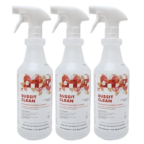 Bussit Clean Food Surface Sanitizer & Cleaner, Kills 99.9% of Kitchen Bacteria, 1 Quart (3 Pack) - size: 32 Fl Oz (Pack of 3)