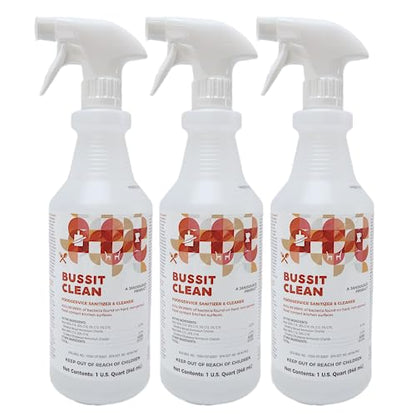 Bussit Clean Food Surface Sanitizer & Cleaner, Kills 99.9% of Kitchen Bacteria, 1 Quart (3 Pack) - size: 32 Fl Oz (Pack of 3)