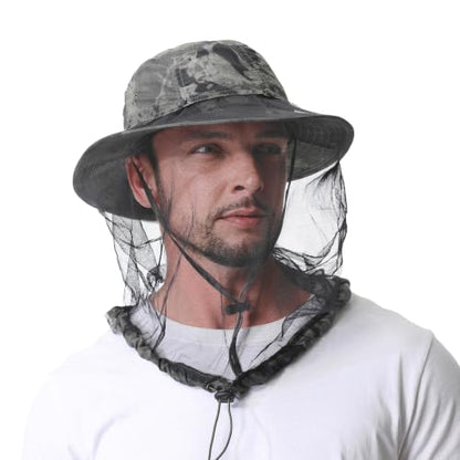 Mosquito Head Net Hat UPF 50+ Sun Protection Bug Hat for Men Women | Sun Visor Style, Perfect for Safari, Hiking, Beekeeping, Camping & Gardening - color: Military Green Camouflage