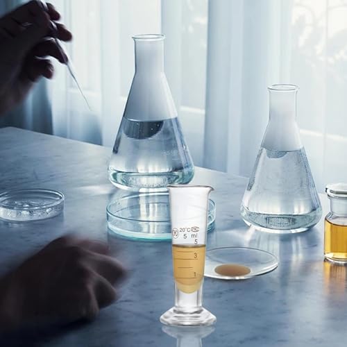 Professional Lab Graduated Measuring Cup with Spout 5ml Wide Mouth Glass Conical Beaker Thickened Borosilicate Beaker Heat Resistant (5ml) Transparent - size: 5ml