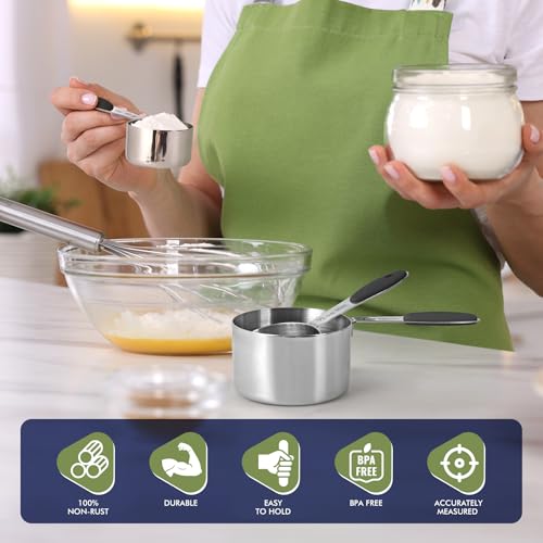 HOTEC 10-PACK Measuring Cups and Spoons Set, Kitchen Gadagets Cooking Baking,Heavy Duty & Dishwasher Safe for Dry and Liquid Ingredients,Black - color: Black
