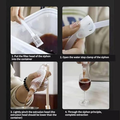 3 Piece Automatic Wine Pouring Tool Food Safe Beer Siphon Tube Pumps for Commercial and Household Applications Beer Dispensing Tool
