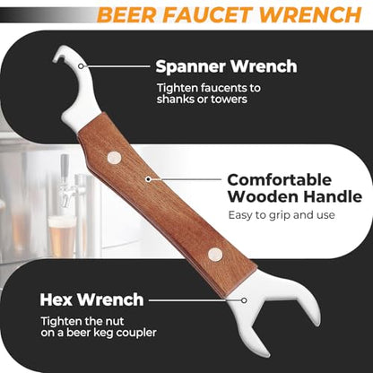 New Beer Faucet Wrench Heavy Duty Faucet Wrench Beer Tap Wrench | Open-End Hex Nut, Keg Spanner, For Draft Coupler Kegerator, For Beer Kegs