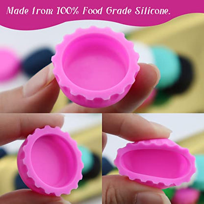 18-Pack Silicone Rubber Bottle Caps: Reusable for Soft Drink, Wine, Beer and Soda Bottles - Kitchen Gadgets (6 Colors)