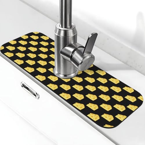 Cheese Faucet Mat For Kitchen Sink, Absorbent Countertop Protector, Quick Dry Sink Splash Guard Pad, Waterproof Draining Mat 15" X 5.5" - color: Style 3