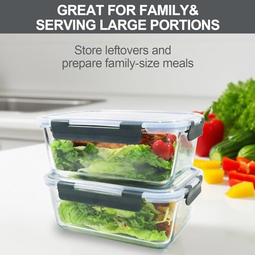 M MCIRCO 67.4oz(8.3 cup), 33.8oz(4.2 cup)& 18.6oz(2.1 cup) Extra Large Glass Food Storage Containers Set with Lids, 6 Pack Airtight Glass Storage Container for Microwave,Oven,Freezer Dishwasher - size: 6pcs