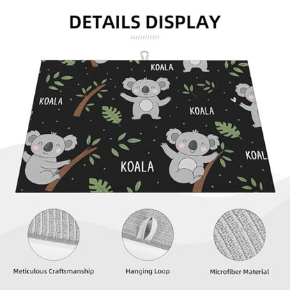 Cute Koala and Leaf Dish Drying Mat for Kitchen Counter Microfiber Absorbent Reusable Washable 18x24in - color: Cute Koala And Leaf