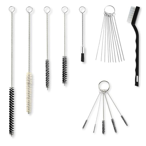 Diamond Shine 17-Piece Nylon Mini Cleaning Brush Set – Detail Brushes for Metal Straws, Airbrushes, Spray Guns, Hummingbird Feeders, Coffee Machines, Tubing & Pipes
