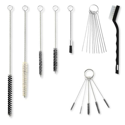 Diamond Shine 17-Piece Nylon Mini Cleaning Brush Set – Detail Brushes for Metal Straws, Airbrushes, Spray Guns, Hummingbird Feeders, Coffee Machines, Tubing & Pipes