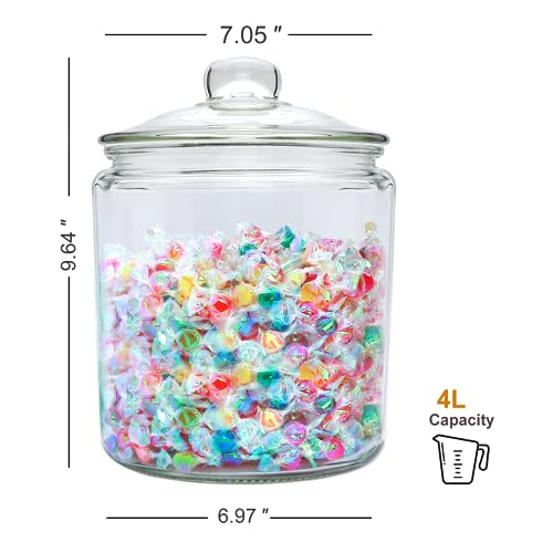 Maredash 1 Gallon Glass Canister, Cookie Jar & Candy Jar with Airtight Lid, Large Food Storage Container for Buffet, Coffee & Flour, Laundry Room Storage & Pantry