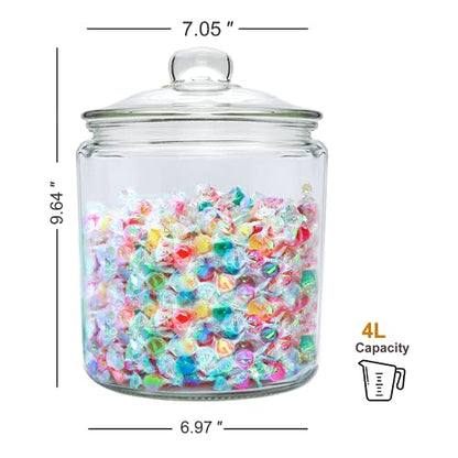 Maredash 1 Gallon Glass Canister, Cookie Jar & Candy Jar with Airtight Lid, Large Food Storage Container for Buffet, Coffee & Flour, Laundry Room Storage & Pantry