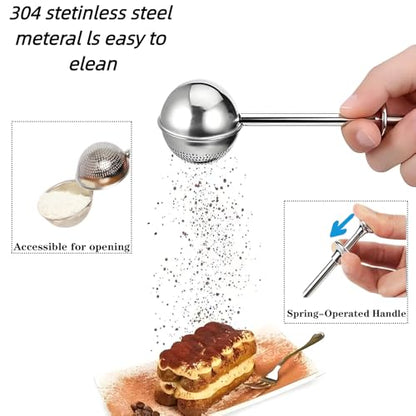 Flour Sifter stainless Steel, 3 in 1 Stainless Steel Sifter for Baking, 3 Cup Double Layer Fine Mesh Sifter, Powdered Sugar Shaker Duster Set for Baking Cakes, Pastries, Pies, Cupcakes and Desserts