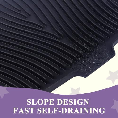 Silicone Dish Drying Mat for Kitchen Counter,16"X13" With Built-in Drain Lip,Food-Grade Silicone, Heat-Resistant Eco-friendly Hygienic Drying Mat Leak-Proof and Non-Slip, Multi-Functional Use（Black） - color: Black, size: 16" x 13"