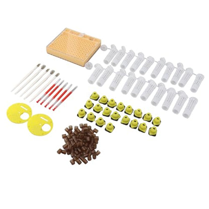 Queen Bee Rearing System, Beekeeping Grafting Kit, Plastic Breeding Cell Cup Kit with 110 Cell Cups, 20 Hair Roller Cages, 2 Entrance Gates, 5 Grafting Tools for Apiculture and Que