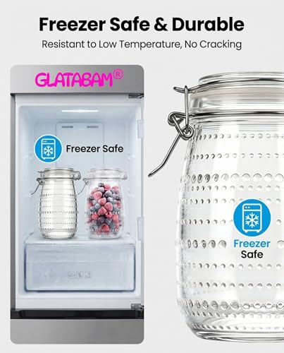 32 OZ Glass Mason Jars with Airtight Clip-Top Lids 6 Pack, Wide Mouth Reusable Glass Storage Jars for Kitchen Pantry, Pickling, Jam, Coffee Beans & Meal Prep (32 oz)