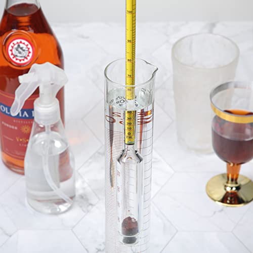 Hydrometer Alcohol Meter Test Kit 0-200 Proof Digital Hydrometer Alcohol with 1 Glass Cylinder, 1 Brush and 2 Airlock for Proofing Distilled Content Tester