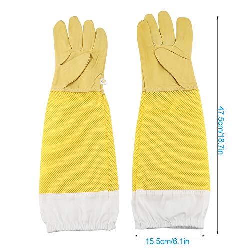 Fdit Beekeeping Gloves Beekeepers Protective Gloves Bee Proof with Long Breathable Mesh Sleeve for Handling Beekeeping Work XL