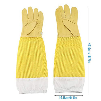 Fdit Beekeeping Gloves Beekeepers Protective Gloves Bee Proof with Long Breathable Mesh Sleeve for Handling Beekeeping Work XL