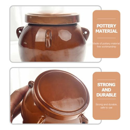 NUOBESTY Vintage Ceramic Honey Jar and Sealed Pickle Storage Crock Large 1200g Antique Chinese Pickle Jar for Sauerkraut Kimchi and Condiment Preservation