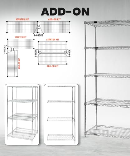 Quantum Storage Systems WR54-3048C Starter Kit Wire Shelves Chrome 4 Shelves 54" H x 48" W x 30" D - size: 54H x 48W x 30D