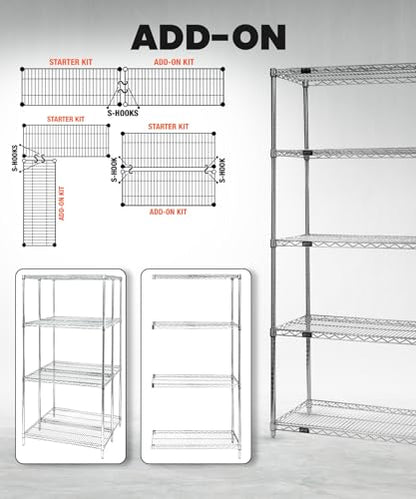 Quantum Storage Systems WR54-3048C Starter Kit Wire Shelves Chrome 4 Shelves 54" H x 48" W x 30" D - size: 54H x 48W x 30D