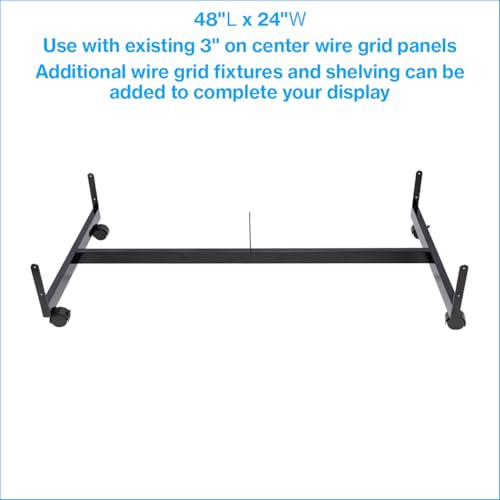 SSWBasics Black Grid Gondola Base with Casters (Use with existing 3” on Center Wire Grid Panels )