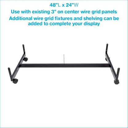 SSWBasics Black Grid Gondola Base with Casters (Use with existing 3” on Center Wire Grid Panels )