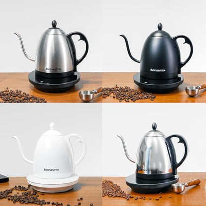 Bonavita Cosmopolitan 1.0L Gooseneck Electric Kettle, Stainless Steel Water Boiler for Coffee Brew and Tea Precise Pour Control, 6 Preset Temps, Glass Touch Panel, 1200W Fast Boil, Matte Black - color: Matte Black