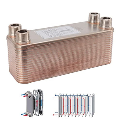 Topyond Beer Wort Chiller Cooler, Small Plate Water Chiller, Stainless Steel Brazed Heat Exchanger, High-Efficiency Cooling Plate, Wort Water Heater for Brewing