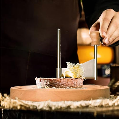 WILLOWDALE Wooden Cheese Curler, 8.5 Inches Cheese Cutter Stainless Steel Cheese Shaver for Cheese Wheel & Chocolate, Manual Cheese Slicer Kit, Suitable for Home, Restaurants, Cafes, and Dessert Shops