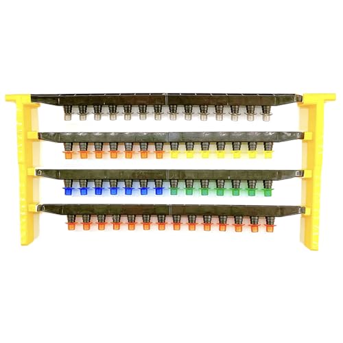Beekeeping jzbz Queen Cell Cup Holder Frame Bar and Mounted Queen Cell Cups (2 pcs Sides and 4 pcs Cell Cup Holder Bars Plus 50 pcs Cell Cups)