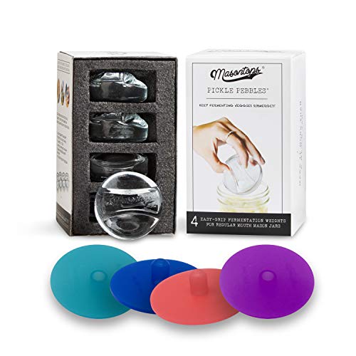 Masontops 8 PC Pickle Pebbles Glass Weight & Pickle Pipes Airlock Kits - Small Regular Mouth Lid For Pickling & Canning - size: Small/Regular Mouth