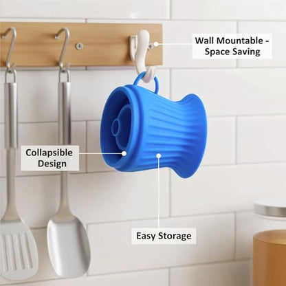 Li&Zhao Kitchen Funnels - 2 PCS Funnels for Kitchen Use Filling Bottles Foldable Silicone Collapsible Funnel Set Oil Funnel Bottle Liquid Transfer Kitchen Gadgets Accessories (Blue)
