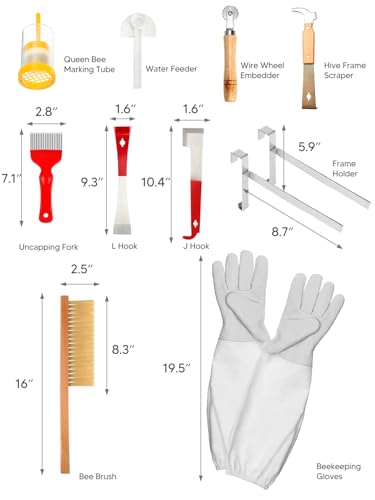 23 PCS Beekeeping Starter Kit, Beekeeping Supplies | Include Bee Veil Hat, Queen Bee Cage, 5 Gallon Honey Bucket, Honey Uncapping Tool for Beekeepers