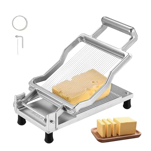 VEVOR Cheese Slicer, Butter Cutter with 0.2" Ultra-Thin Cheeser Butter Cutting Blade, Detachable Cheese Slicer Wire, Aluminum Alloy Commercial Cheese Cutter with 316 Stainless Steel Knife Wire - size: 0.2"