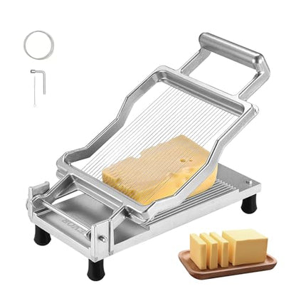 VEVOR Cheese Slicer, Butter Cutter with 0.2" Ultra-Thin Cheeser Butter Cutting Blade, Detachable Cheese Slicer Wire, Aluminum Alloy Commercial Cheese Cutter with 316 Stainless Steel Knife Wire - size: 0.2"