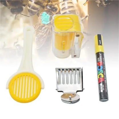 Queen Marking Rings Queen Bee Marking Kit Marker Bottle with Marking Pen One-Hand Queen Bee Marking Cage Queen Catcher Bee Mark Pen Beekeeping Tools for Hive Supplies Bee Beekeeping(Kit A) - color: Kit A