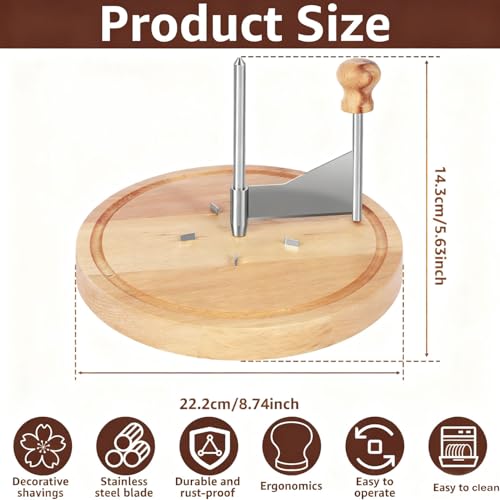 Cheese Curler Wheel - Stainless Steel Cheese Shaver with Sharp Blade & Wood Base,Create Beautiful Rose-Shaped Shavings from Tête de Moine, Hard Cheeses, and Chocolate,Ideal for Restaurants & Home Use