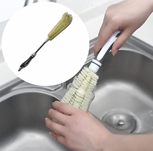 Flexible Long Water Bottle Cleaning Brush with Long Handle, Bendable Baby Milk Bottle Brushes for Narrow Neck Decanter Wine Glass Jugs Juicers Coffee Mug Sports Bottle (16 inch)
