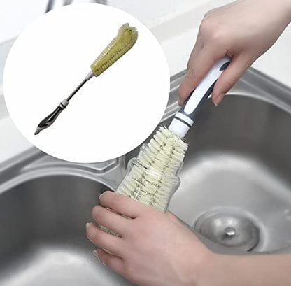 Flexible Long Water Bottle Cleaning Brush with Long Handle, Bendable Baby Milk Bottle Brushes for Narrow Neck Decanter Wine Glass Jugs Juicers Coffee Mug Sports Bottle (16 inch)