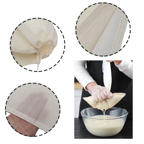 3 PCS Nut Milk Bag, 10" x 12" Cheese Cloths Bag for Straining, Natural Unbleached Cotton Cheesecloth Bags, Reusable Strainer Bags for Juice, Almond Milk, Yogurt, Coffee - size: 11.8"x9.8"