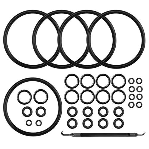 Homebrew Gasket Set, 35 PCS Corny Keg O Rings Ball Lock Keg O Rings Carbonation Lid Ball Lock Keg Post Poppet Dip Tube O-Ring Sealing Washers Corny Keg Rebuild Kit with O- Ring Removal Tool - size: 35pcs O-Rings + Removal Tool